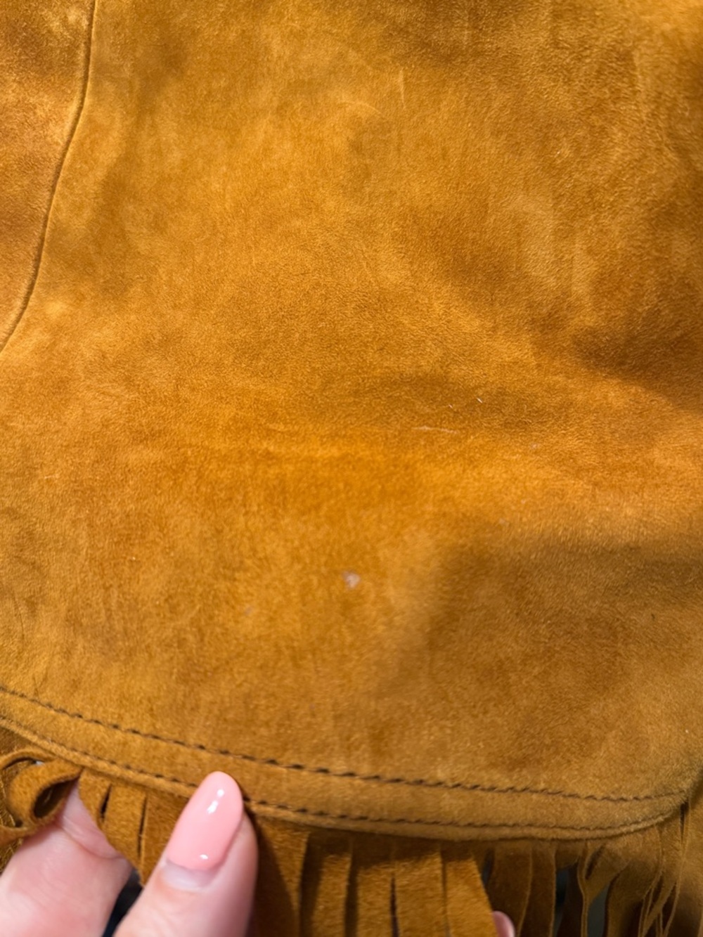 Fringe Suede Jacket in Cognac Brown - Women's Outerwear - Picture 10 of 14